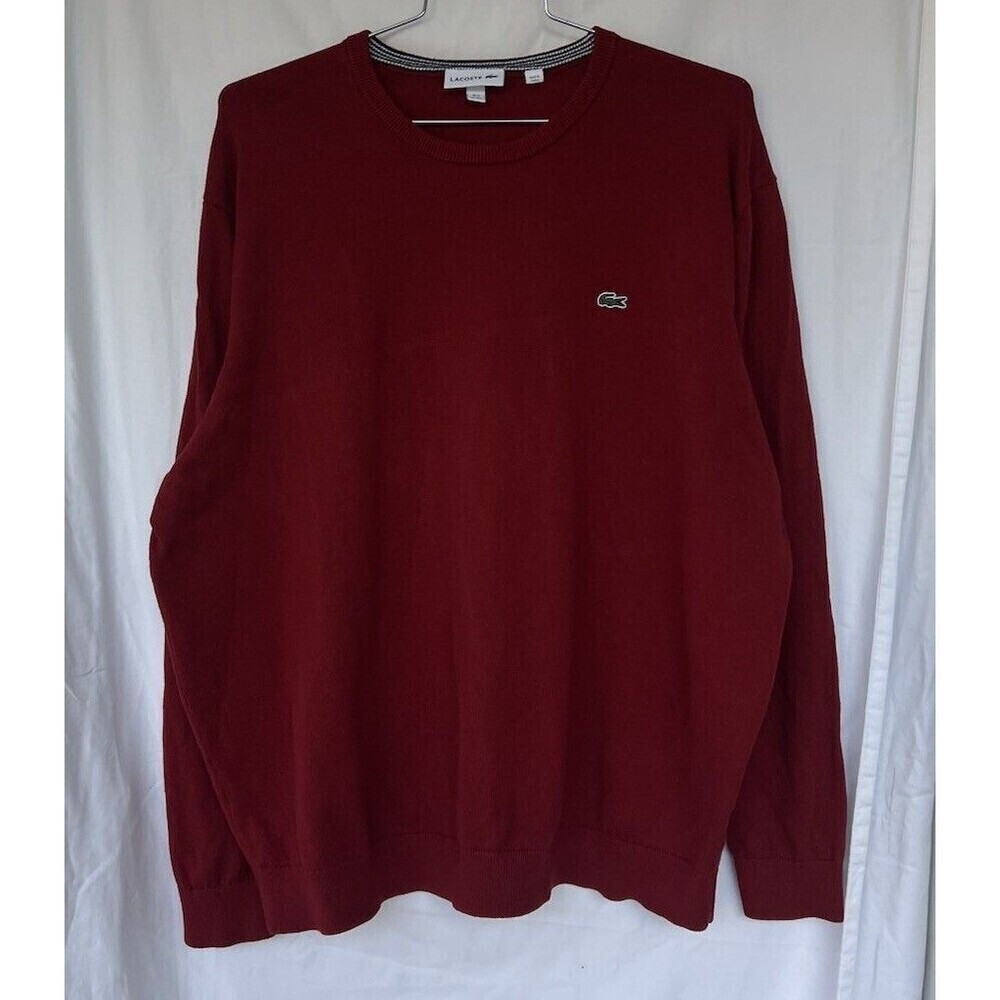 Lacoste Sweater Shirt Mens 8 3XL Red Crocodile Logo Preppy Pullover Knit Casual